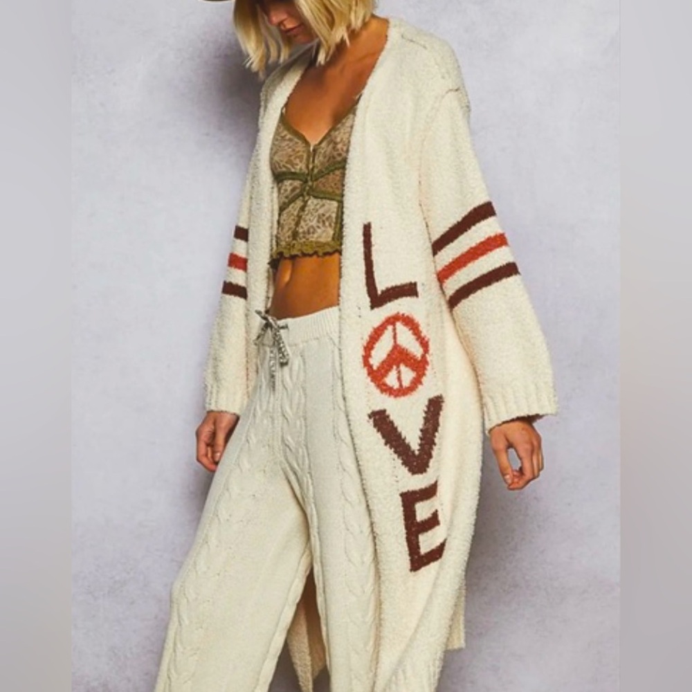 POL Love & Peace ☮️ Cardigan NWOT